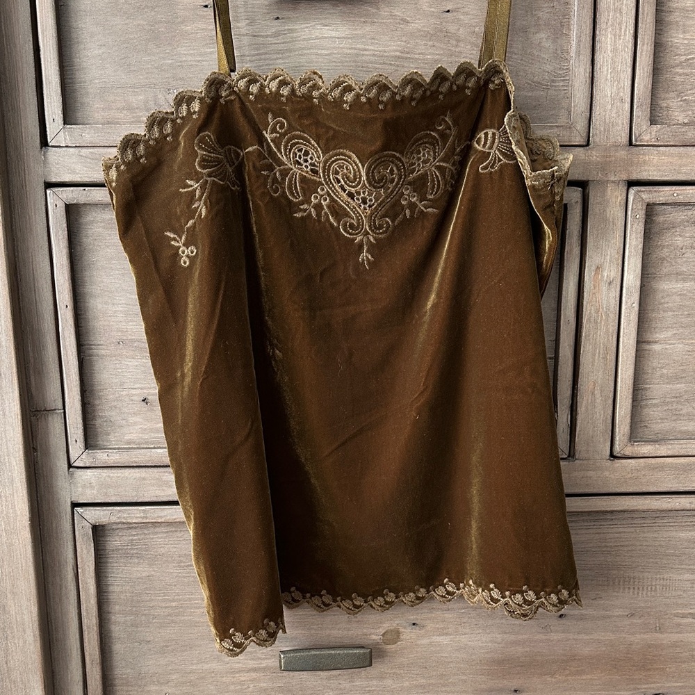 Embroidered Brown Tank Top